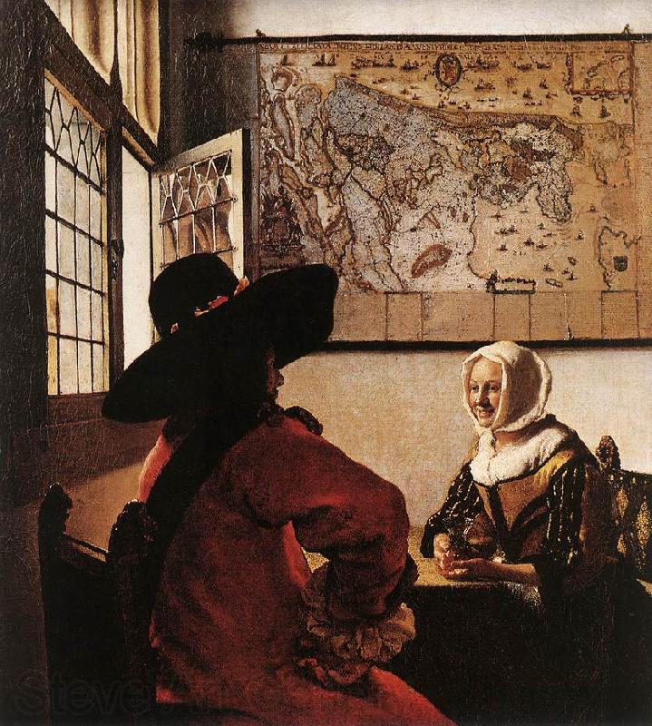 Jan Vermeer Officer with a Laughing Girl Norge oil painting art